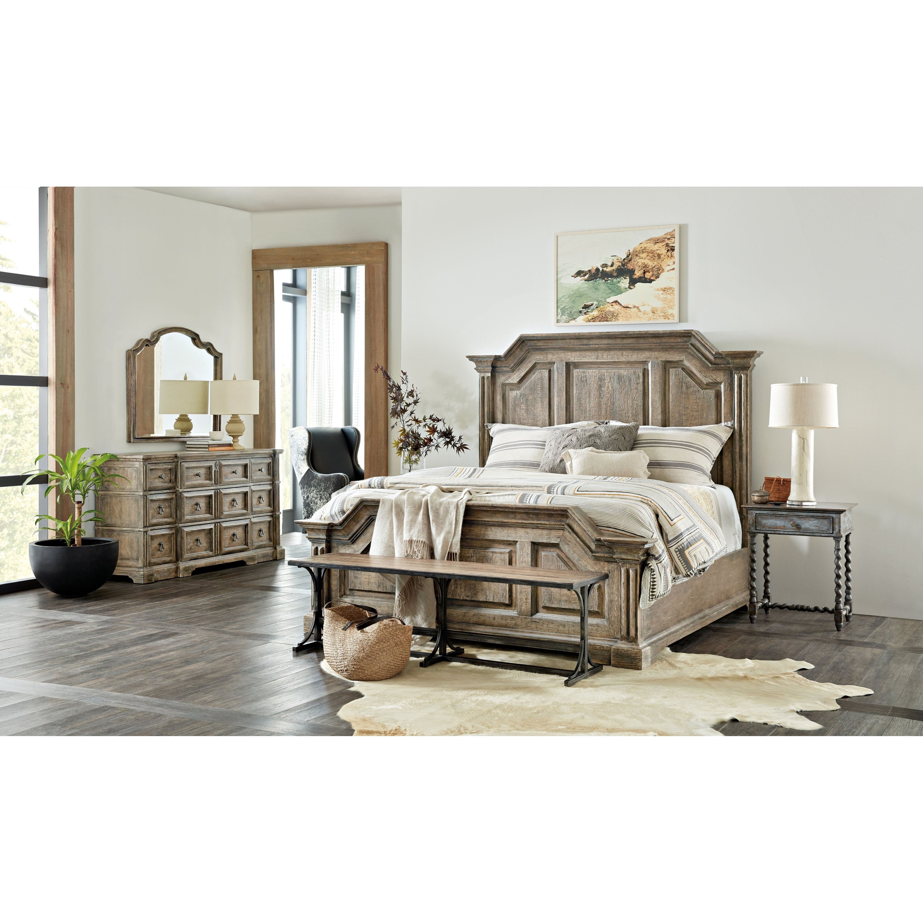 Woodcreek brown 5 pc sale queen panel bedroom